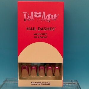 Red Aspen Nail Dashes - Pink and Tan Press-On Nails